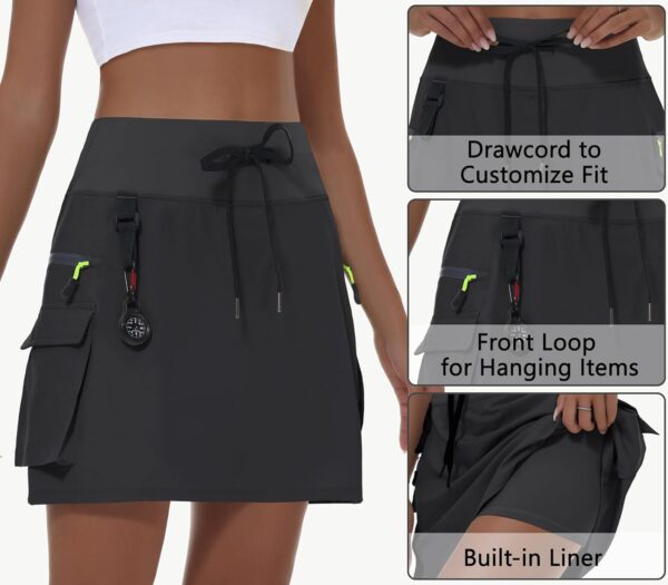 Women's Hiking Cargo Skort Skirt High Waisted Golf Dressy Casual with Zipper Pockets Workout Sport Quick Dry Skirts - Image 4