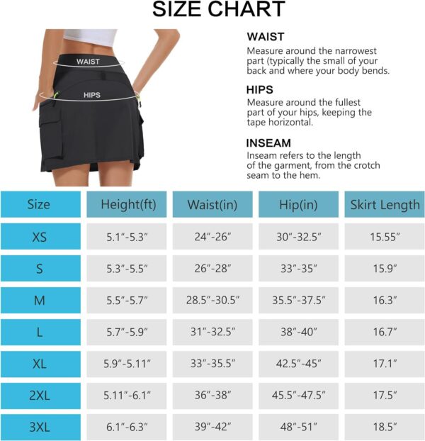 Women's Hiking Cargo Skort Skirt High Waisted Golf Dressy Casual with Zipper Pockets Workout Sport Quick Dry Skirts - Image 6
