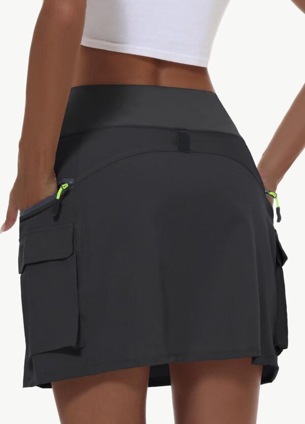 Women's Hiking Cargo Skort Skirt High Waisted Golf Dressy Casual with Zipper Pockets Workout Sport Quick Dry Skirts - Image 2