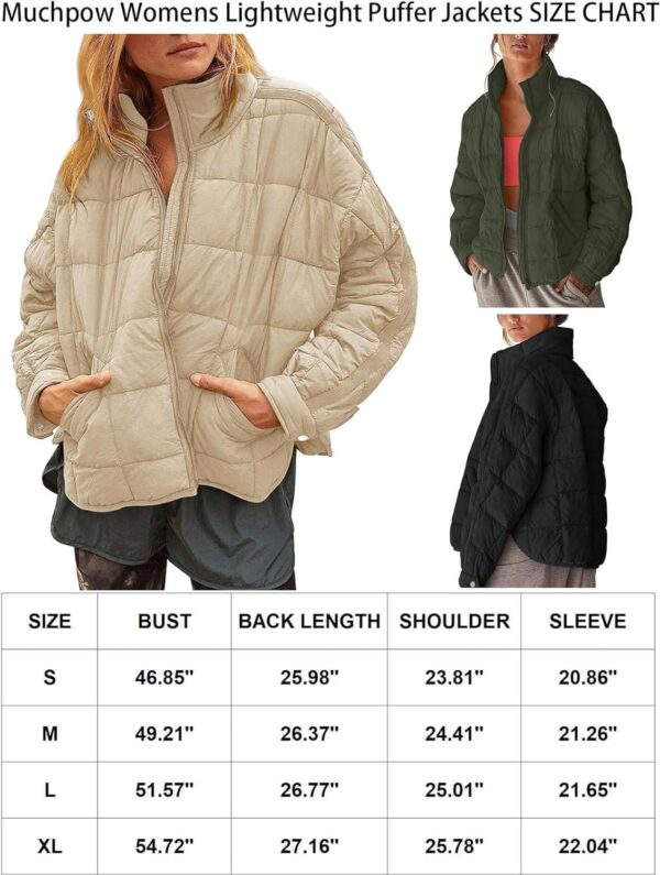 Women's Lightweight Down Coat Long Sleeve Full Zipper Oversized Packable Short Puffer Jackets - Image 7