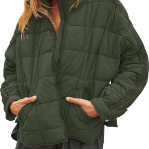 Women's Lightweight Down Coat Long Sleeve Full Zipper Oversized Packable Short Puffer Jackets