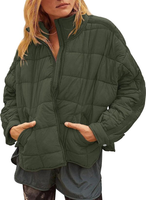 Women's Lightweight Down Coat Long Sleeve Full Zipper Oversized Packable Short Puffer Jackets