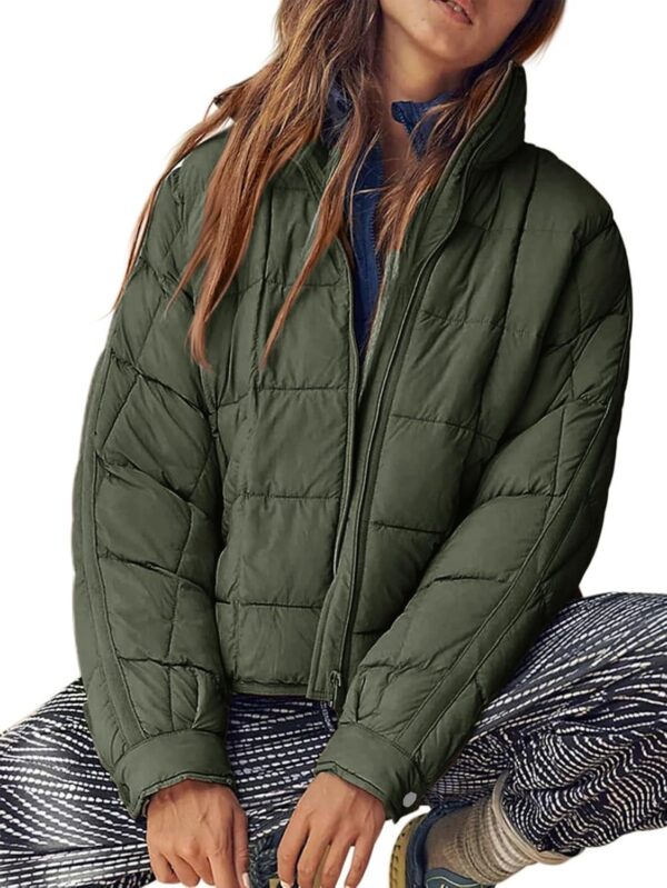 Women's Lightweight Down Coat Long Sleeve Full Zipper Oversized Packable Short Puffer Jackets - Image 5