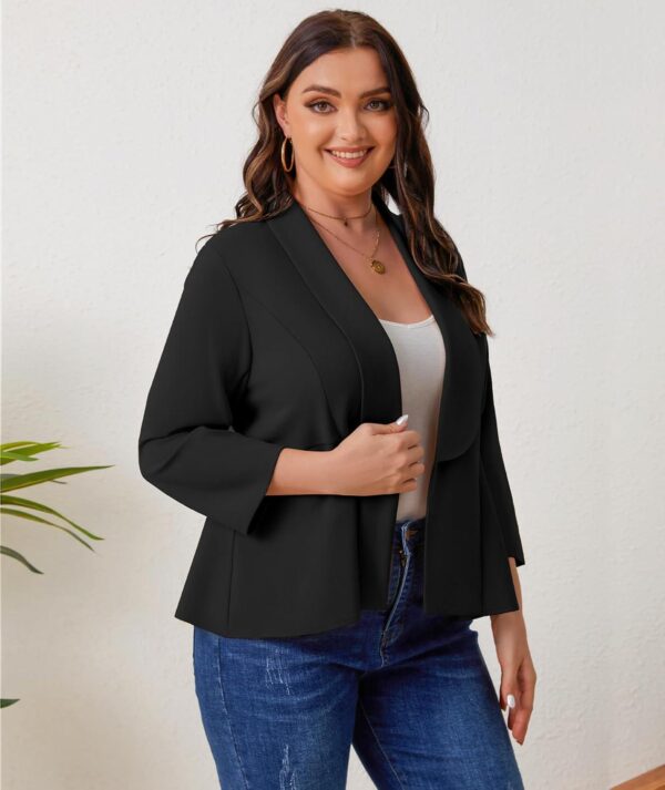 Women's Plus Size Open Front Blazer Casual Long Sleeve Cardigan Jacket Office - Image 5