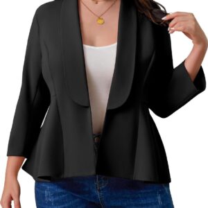 Women's Plus Size Open Front Blazer Casual Long Sleeve Cardigan Jacket Office