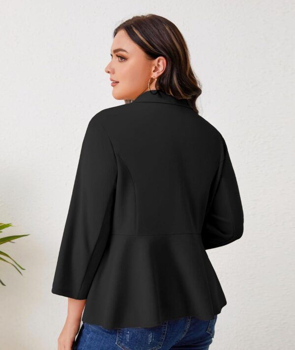 Women's Plus Size Open Front Blazer Casual Long Sleeve Cardigan Jacket Office - Image 4