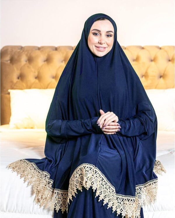 Women's Prayer Dress 2 Pieces Lycra Solid Color Plus Long Sleeve | One-Size | Hijab Abaya Suit - Image 7