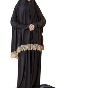 Women's Prayer Dress 2 Pieces Lycra Solid Color Plus Long Sleeve | One-Size | Hijab Abaya Suit