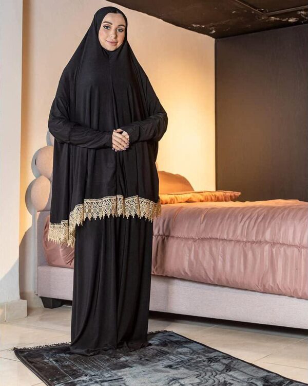 Women's Prayer Dress 2 Pieces Lycra Solid Color Plus Long Sleeve | One-Size | Hijab Abaya Suit - Image 3
