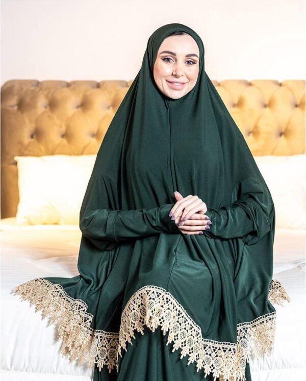 Women's Prayer Dress 2 Pieces Lycra Solid Color Plus Long Sleeve | One-Size | Hijab Abaya Suit - Image 8