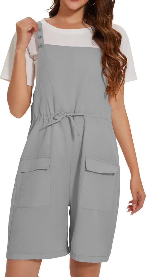 Women's Short Overalls Casual Summer Sleeveless Rompers Loose Adjustable Strap Jumpsuits with Pockets