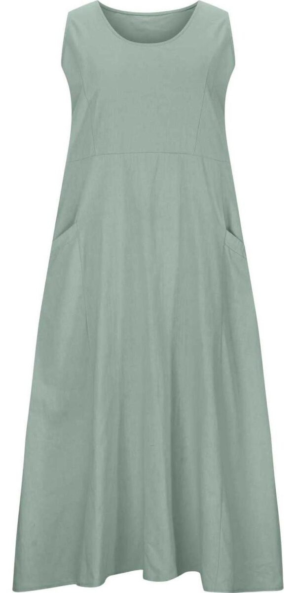 Women's Summer Cotton Linen Long Dress Sleeveless Elegant Flowy Dresses Plus Size Loose Comfy Dress with Pockets - Image 4