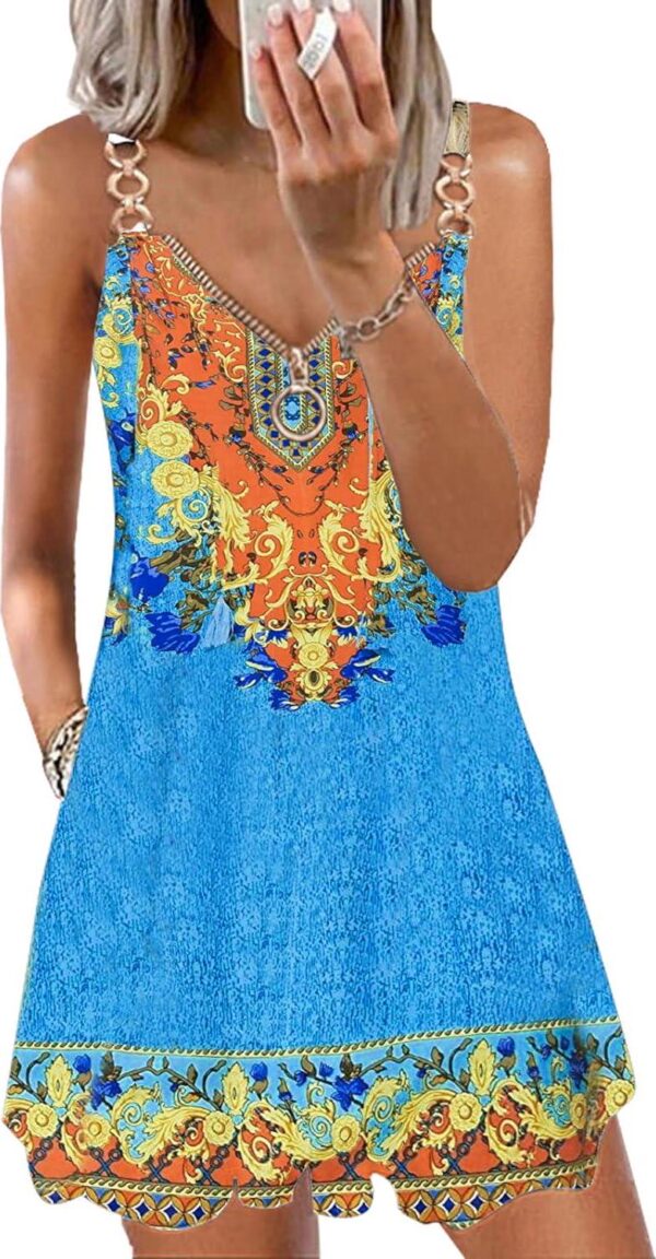 Women's Summer Dresses 2024 Casual Sleeveless V Neck Loose Cover Up Beach Sundresses with Pockets