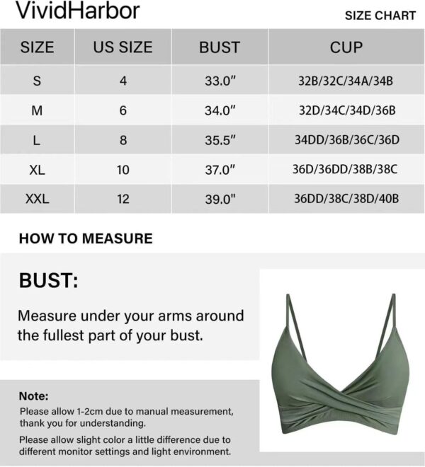 Women's Twist Front V Neck Bikini Top Padded Adjustable Spaghetti Straps Bathing Suit Tops Only - Image 5