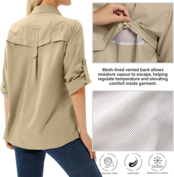 Women's UPF 50 Long Sleeve UV Sun Protection Safari Shirts Outdoor Quick Dry Fishing Hiking Travel Shirts - Image 2