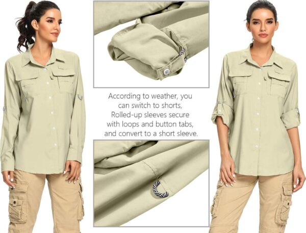 Women's UPF 50+ UV Sun Protection Safari Shirt, Long Sleeve Outdoor Cool Quick Dry Fishing Hiking Gardening Shirts - Image 3