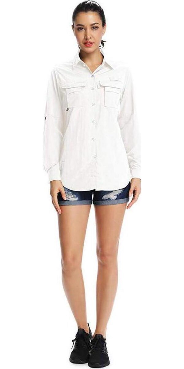 Women's UPF 50+ UV Sun Protection Safari Shirt, Long Sleeve Outdoor Cool Quick Dry Fishing Hiking Gardening Shirts - Image 2
