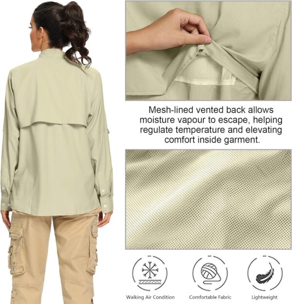 Women's UPF 50+ UV Sun Protection Safari Shirt, Long Sleeve Outdoor Cool Quick Dry Fishing Hiking Gardening Shirts - Image 4