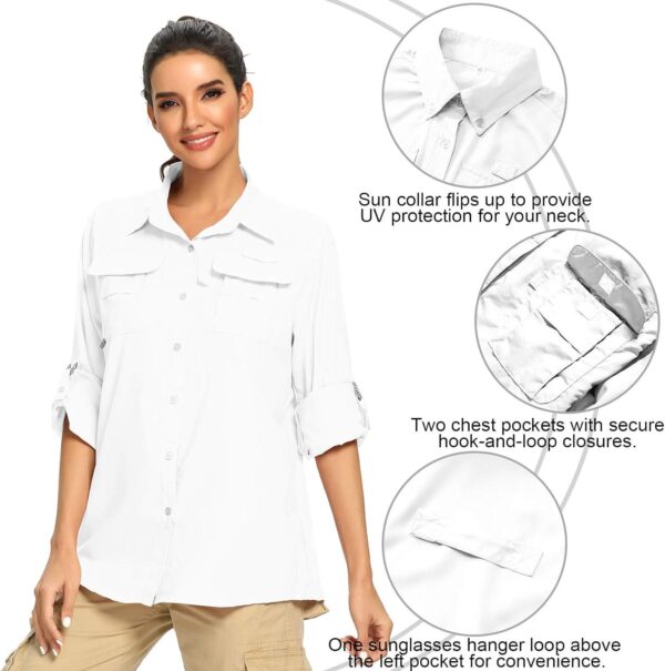 Women's UPF 50+ UV Sun Protection Safari Shirt, Long Sleeve Outdoor Cool Quick Dry Fishing Hiking Gardening Shirts - Image 3