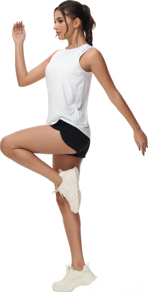 Women's Workout Tops for Women Mesh Sleeveless Yoga Shirts Athletic Running Tank Tops Cool-Dry Gym Shirts - Image 4
