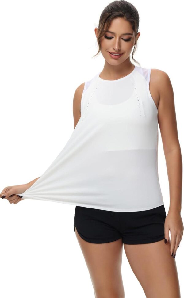 Women's Workout Tops for Women Mesh Sleeveless Yoga Shirts Athletic Running Tank Tops Cool-Dry Gym Shirts - Image 3