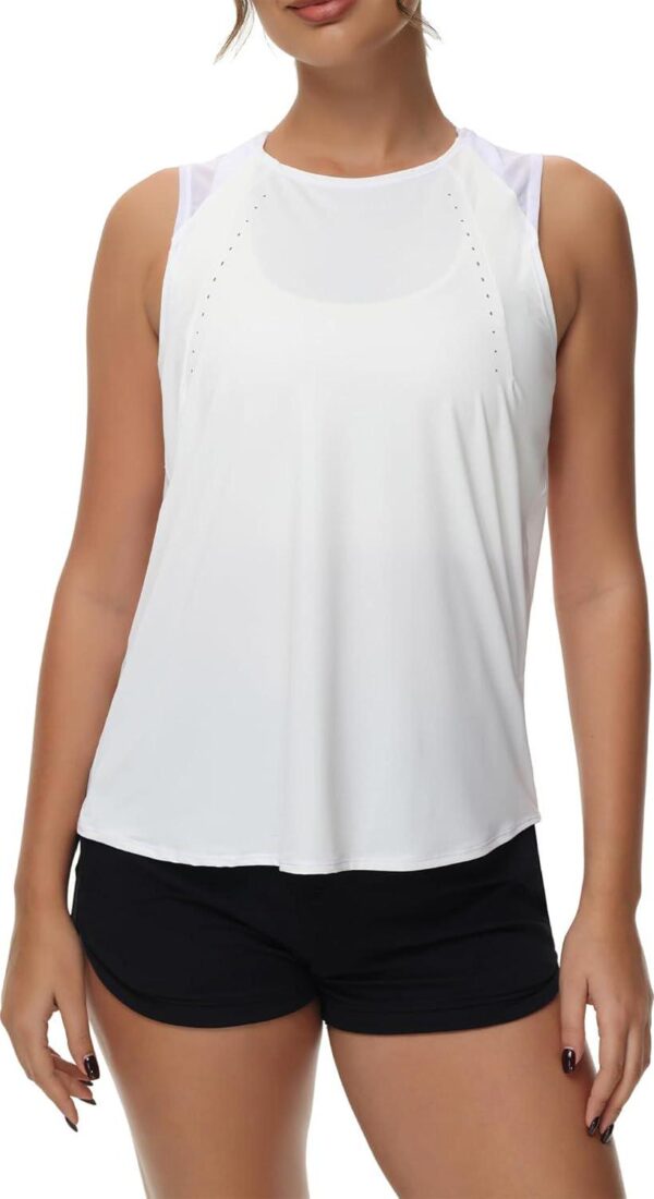 Women's Workout Tops for Women Mesh Sleeveless Yoga Shirts Athletic Running Tank Tops Cool-Dry Gym Shirts - Image 2