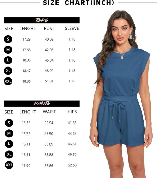 Womens 2 Piece Outfits Summer Shorts Sets Ribbed Knit Lounge Set Sleeveless High Waisted Pants Tracksuit - Image 7