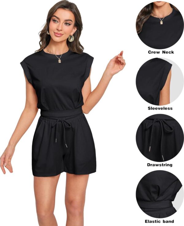 Womens 2 Piece Outfits Summer Shorts Sets Ribbed Knit Lounge Set Sleeveless High Waisted Pants Tracksuit - Image 6