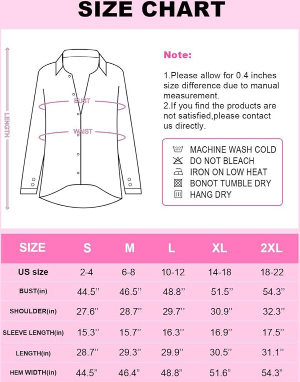 Womens Button Down Shirts Cotton Roll-up Long Sleeve Blouses Top with Pockets V Neck Casual Solid Tunics - Image 6