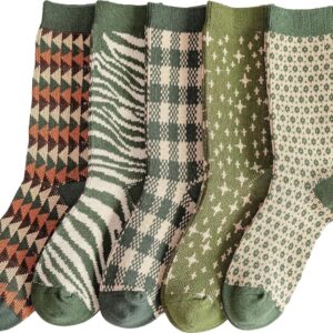 Womens Colorful Crew Socks, Novelty Fashion Casual for Women, Assorted Pack
