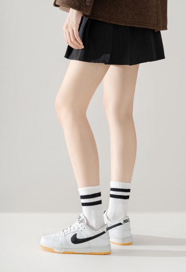 Womens Crew Socks Cushioned Cotton Striped Quarter Socks Vintage Retro Running Socks 6 Pairs - Image 4