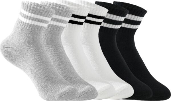 Womens Crew Socks Cushioned Cotton Striped Quarter Socks Vintage Retro Running Socks 6 Pairs