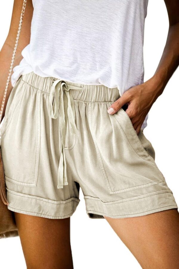 Womens Drawstring Shorts Summer Elastic Waist Casual Lightweight with Pockets