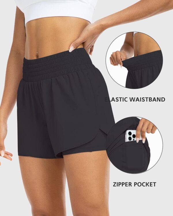 Womens High Waist Running Shorts Athletic Workout Quick Dry Shorts for Women with Pockets Gym Yoga White Summer Shorts - Image 3