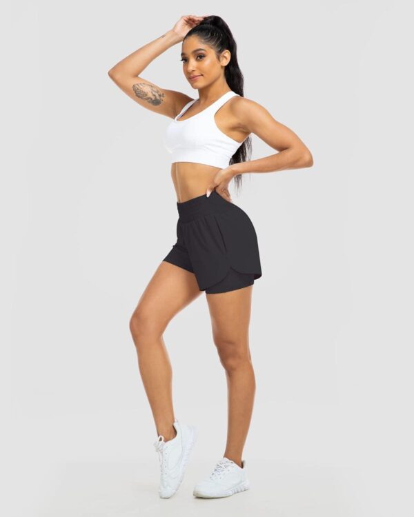 Womens High Waist Running Shorts Athletic Workout Quick Dry Shorts for Women with Pockets Gym Yoga White Summer Shorts - Image 5