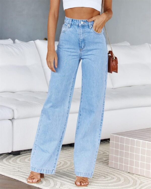 Womens Jeans Mid Waisted Straight Leg Loose Stretchy Lightweight Tummy Control Trendy Jeans for Women 2024 - Image 4