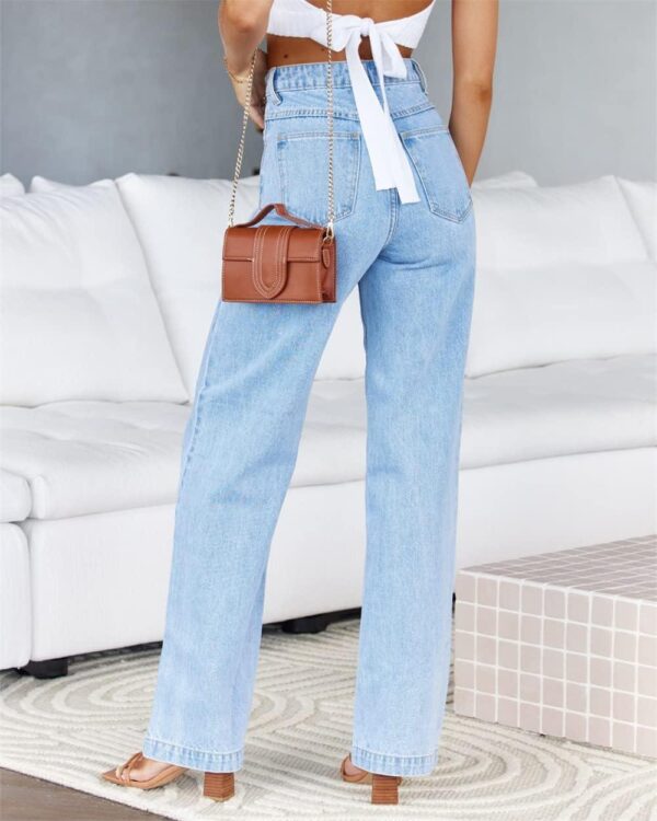 Womens Jeans Mid Waisted Straight Leg Loose Stretchy Lightweight Tummy Control Trendy Jeans for Women 2024 - Image 3