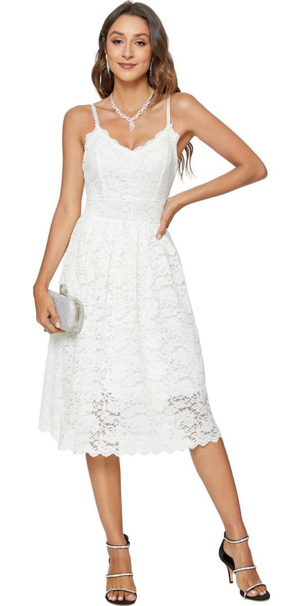 Womens Lace Floral Overlay V Neck Sexy Sleeveless Cocktail Party Swing Wedding Dresses