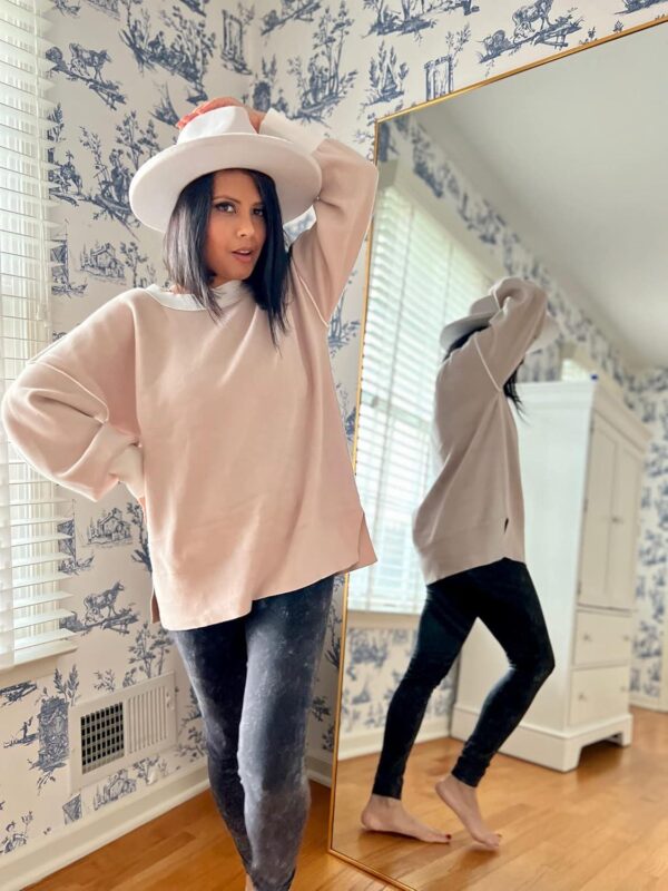 Womens Oversized Sweaters Fall 2024 Fashion Clothes Trendy Batwing Sleeve Colorblock Striped Knit Pullover Sweater Tops - Image 8