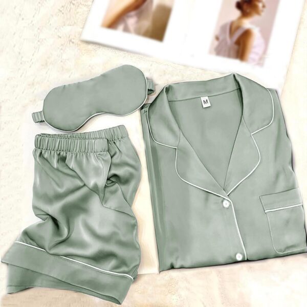 Womens Pajama Sets XS-4XL Silk Satin Pajamas Set Floral 2Pcs Pj Sets Button Down Pjs Set Sleepwear Loungewear - Image 3