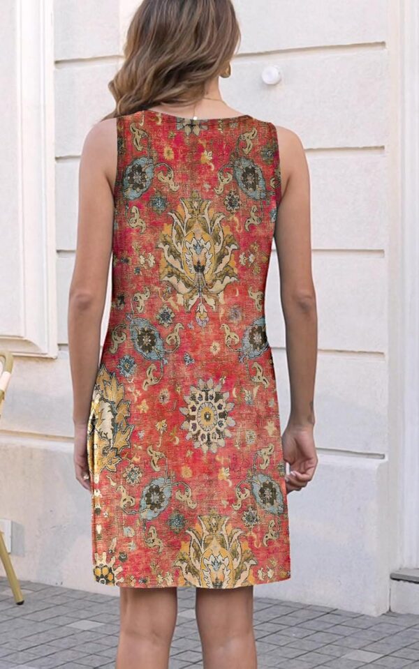 Womens Summer Dress 2024 Casual Button Down V Neck Sleeveless Fashion Boho Floral Beach Dress Sundress A-Line Dress - Image 5