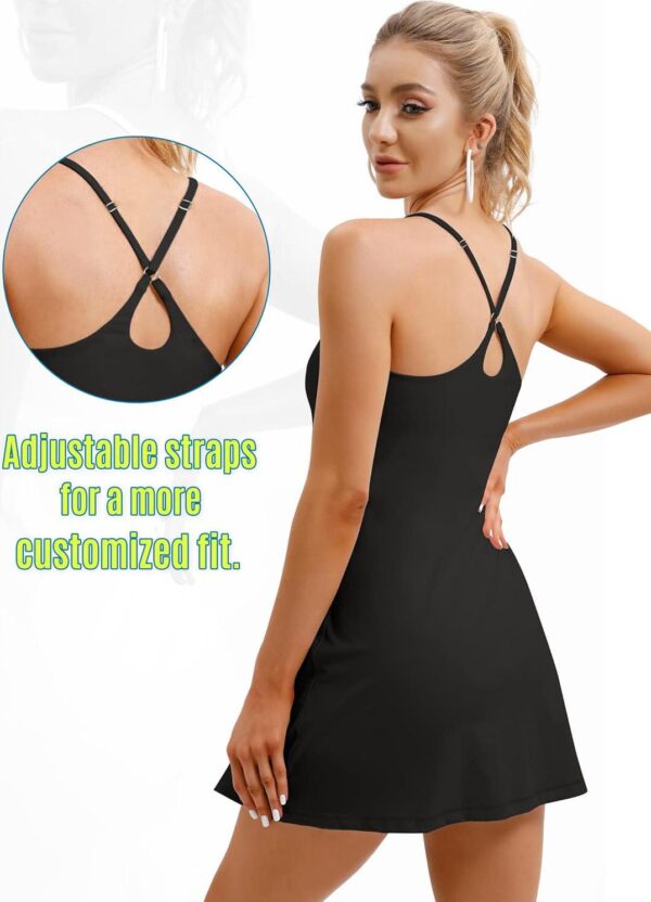 Womens Tennis Dress, Workout Dress with Built-in Bra and Shorts Pockets Summer Dress for Golf Athletic Dresses for Women - Image 2