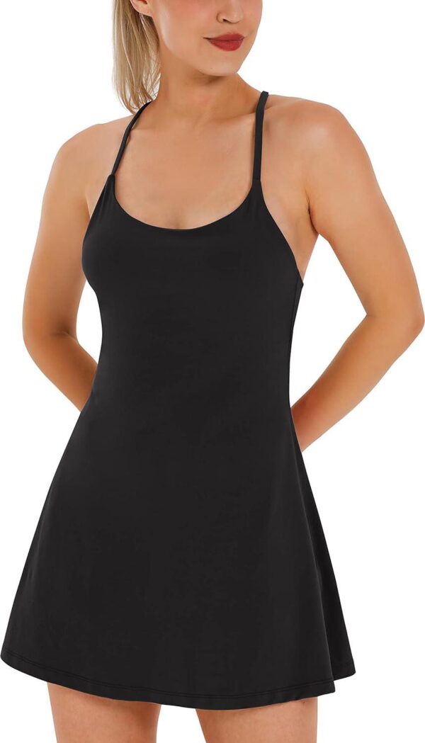 Womens Tennis Dress, Workout Dress with Built-in Bra and Shorts Pockets Summer Dress for Golf Athletic Dresses for Women