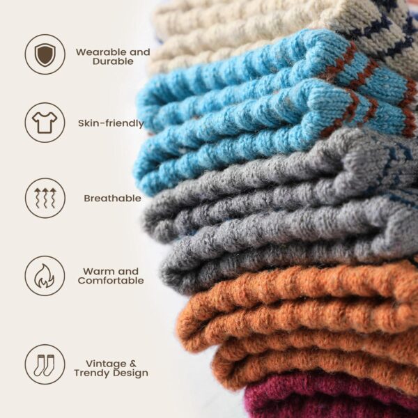 Womens Wool Socks - 5 Pairs Thick Soft Women's Socks, Winter Socks for Women Men, thermal socks for women - Image 4