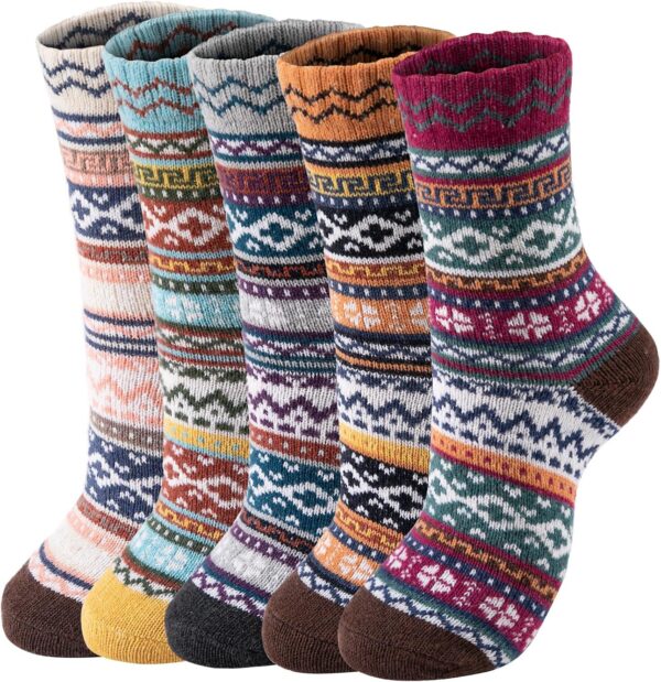 Womens Wool Socks - 5 Pairs Thick Soft Women's Socks, Winter Socks for Women Men, thermal socks for women