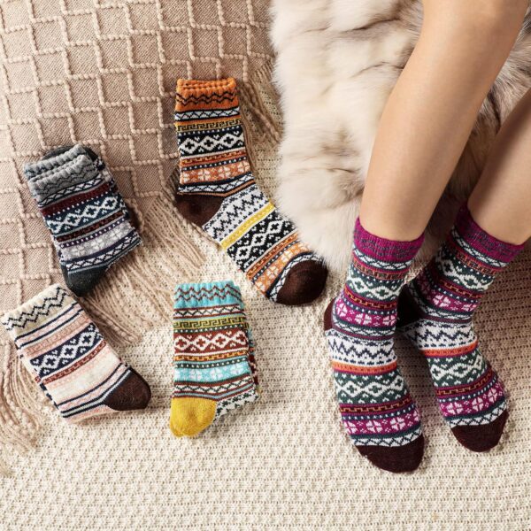 Womens Wool Socks - 5 Pairs Thick Soft Women's Socks, Winter Socks for Women Men, thermal socks for women - Image 8