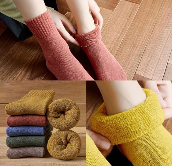Womens Wool Socks, 5 Pairs Thick Winter Warm Socks, Soft Thermal Socks Gifts for Women - Image 3