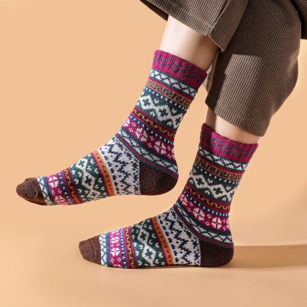 Womens Wool Socks - 5 Pairs Thick Soft Women's Socks, Winter Socks for Women Men, thermal socks for women - Image 2