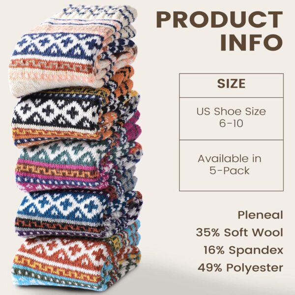 Womens Wool Socks - 5 Pairs Thick Soft Women's Socks, Winter Socks for Women Men, thermal socks for women - Image 3