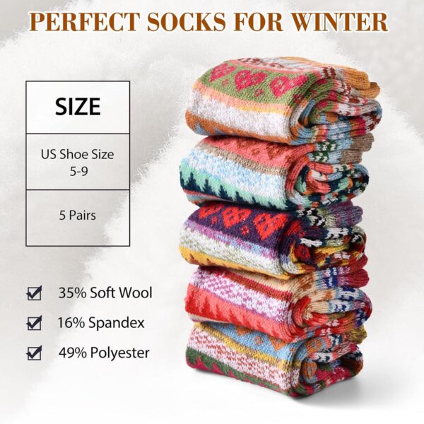 Wool Socks for Women - Womens Wool Socks Winter Warm Wool Socks Men Cozy Knit Socks Boots Socks for Women - Image 3